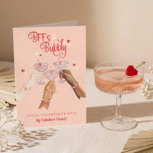 Bästa Vänner Cocktail Glädje Glad Galentine's Day Helgkort