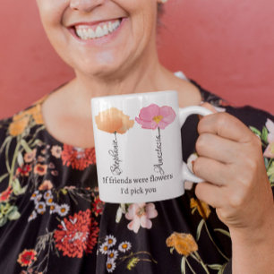 Bästa vänner: Coworking Farewell Bestie-blomman Två-Tonad Mugg