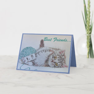 Bästa vänner Cute Cat Art Hälsning-kort Kort