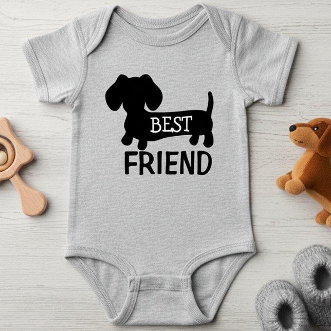 Bästa vänner - Dachshund en Biet-Baby-enhet för ut T Shirt (Best friends with a wiener dog - cute fun shirt for little kids who love their dachshunds)