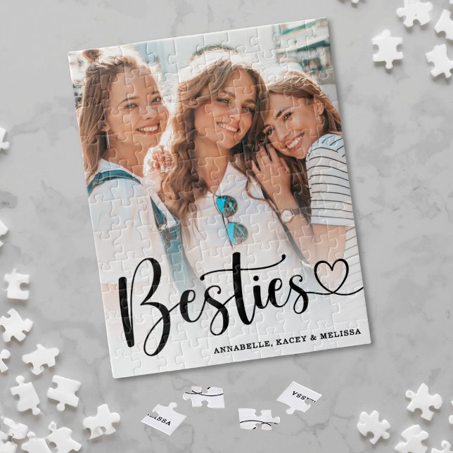 Bästa vänner Elegant BFF-foto Pussel (Best Friends Elegant BFF Photo Jigsaw Puzzle)