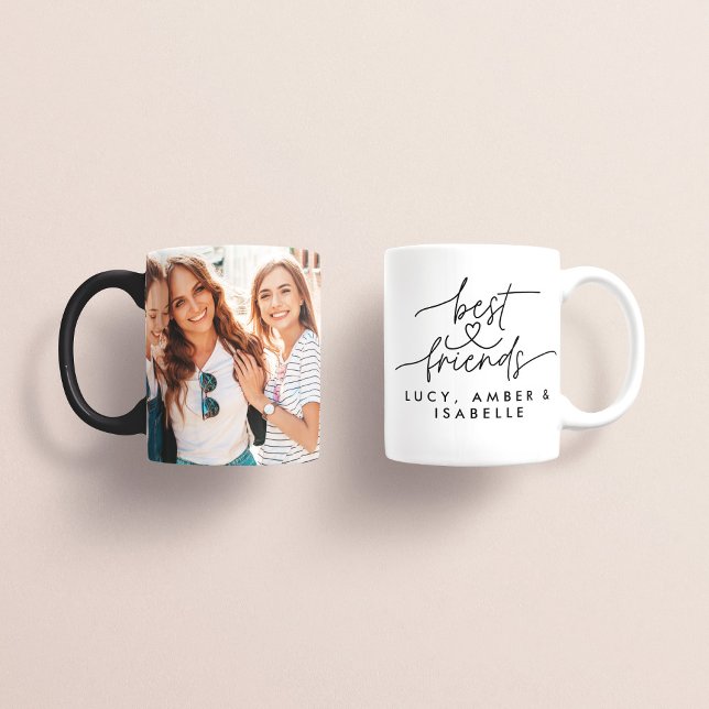 Bästa vänner-eleganten för hjärtskript, foto, mode kaffemugg (Skapare uppladdad)