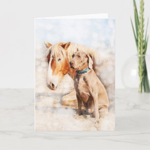 Bästa vänner - ett utkast till häst och en hund kort