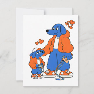 Bästa vänner : Far och son Blue Dog-duon ( Orang Anteckningskort