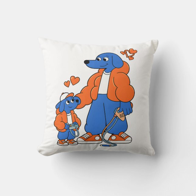 Bästa vänner : Far och son Blue Dog-duon ( Orang Kudde (Framsida)