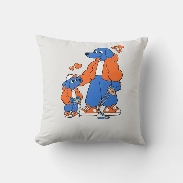 Bästa vänner : Far och son Blue Dog-duon ( Orang Kudde (Framsida)