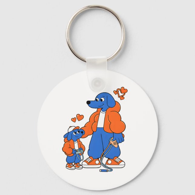 Bästa vänner : Far och son Blue Dog-duon ( Orang Nyckelring (Framsida)