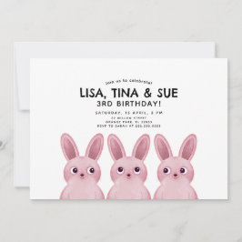 Bästa vänner-födelsedagsfest med rosa bunnies inbjudningar