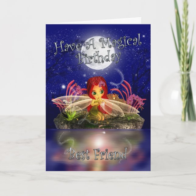 Bästa vänner - födelsedagskort - Cute Little Fairy Kort (Framsida)