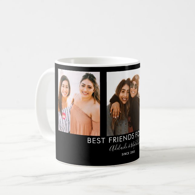 Bästa vänner för 3 Photo Collage Gift Kaffemugg (Framsida vänster)