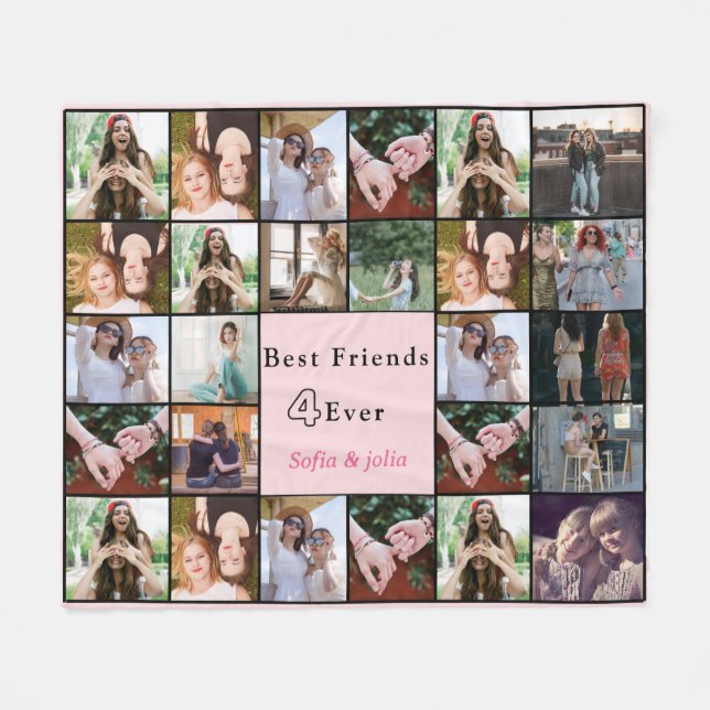 Bästa vänner för alltid – 26 Fotos collagefilt Fleecefilt (Framsidan (Horisontell))