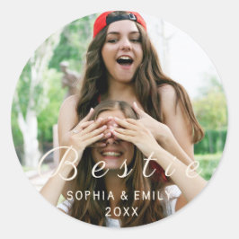 Bästa vänner för alltid – Anpassad bild och namnde Runt Klistermärke