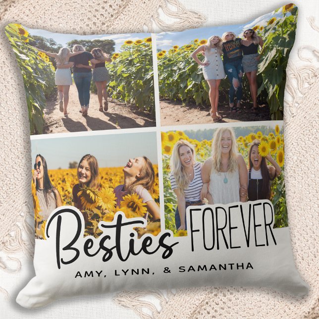 Bästa vänner för alltid - Besties Photo Collage Kudde (Skapare uppladdad)