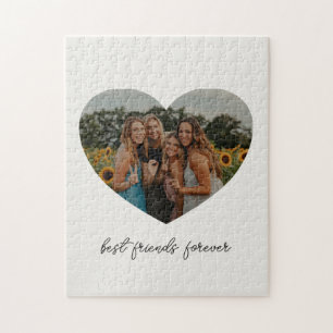 Bästa vänner för alltid BFF Anpassad hjärtfoto Vit Pussel