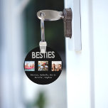 Bästa vänner för alltid BFF-foto-namn-svart silver Nyckelring<br><div class="desc">En gåva till din bästa vän för födelsedagar,  jul eller speciella evenemang. Texten till faux silver-ballongen stil: Besties. Anpassa och använda dina egna foton och namn. En klassisk svart bakgrund.</div>