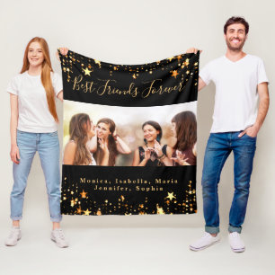 Bästa vänner för alltid BFF-fotosvart guld i anpas Fleecefilt