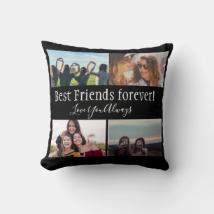 Bästa vänner för alltid, BFF, Photo Collage Black Kudde