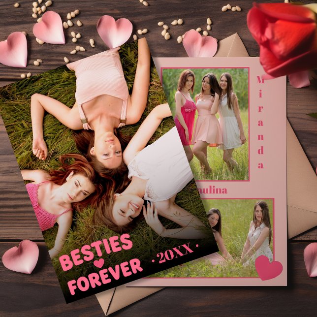 Bästa vänner för alltid Galentine’s Day fotokort Julkort (Besties Forever Galentine’s Day Photo Card)