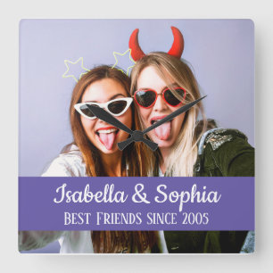 Bästa vänner för alltid modern BFF-foto Fyrkantig Klocka