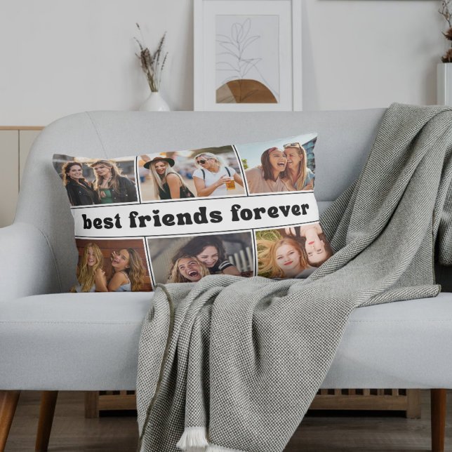 Bästa vänner för alltid Modern fotokollage  Lumbarkudde (Skapare uppladdad)