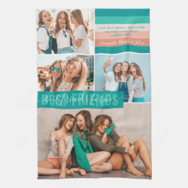 Bästa vänner för alltid | Modern Rand BFF 4-foto Kökshandduk