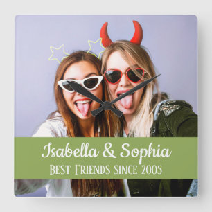 Bästa vänner för alltid moderna BFF-foto Fyrkantig Klocka