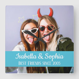 Bästa vänner för alltid moderna BFF-foto Fyrkantig Klocka