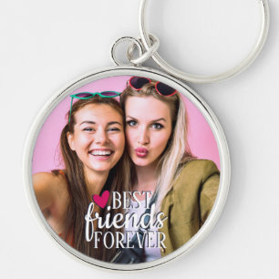 Bästa vänner för alltid moderna BFF-foto Rund Silverfärgad Nyckelring