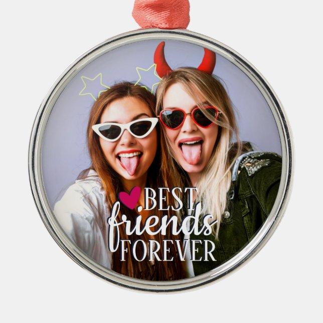 Bästa vänner för alltid moderna BFF-trendig Julgransprydnad Metall (Framsidan)
