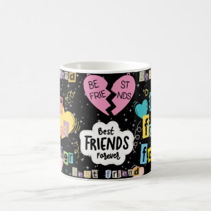 Bästa vänner för alltid-mugg med söta seriefigurer kaffemugg