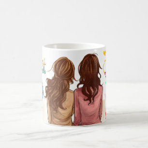 Bästa vänner för alltid-mugg med söta tecknade bar kaffemugg