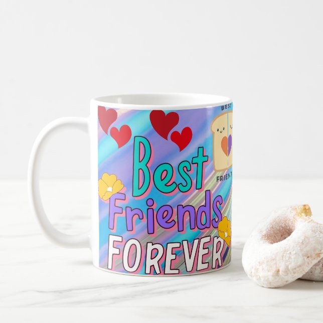 Bästa vänner för alltid-mugg med söta tecknade bar kaffemugg (Med munk)