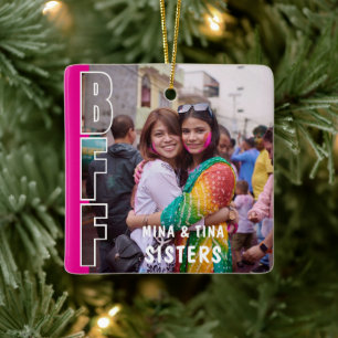 Bästa vänner för alltid och systrar Foto Magenta Julgransprydnad Keramik