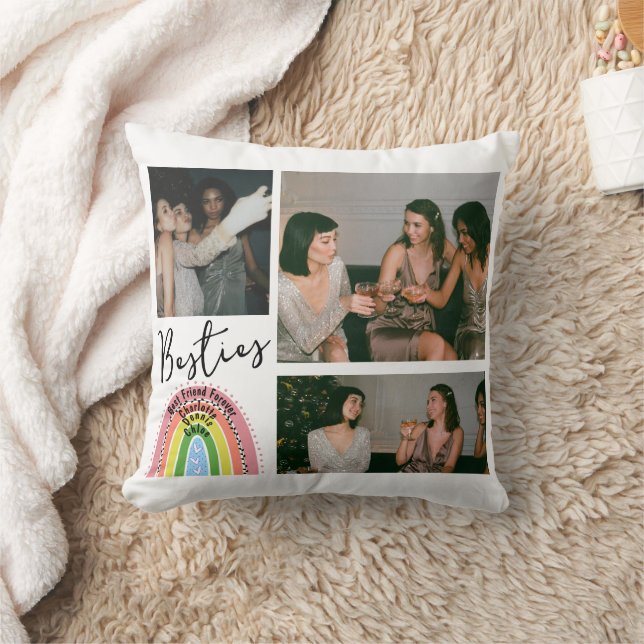 Bästa vänner för Bestie Rainbow Photo Collage Kudde (Filt)