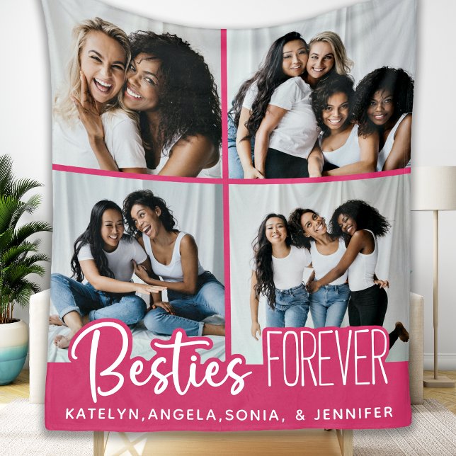 Bästa vänner för BFF Besties 4 Photo Collage Fleecefilt (Skapare uppladdad)
