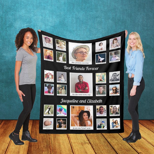 Bästa vänner för BFF-bilder och text Fleecefilt (Best Friends Forever Custom Fleece Blanket.)