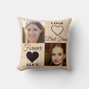 Bästa vänner för BFF Gift Peach Photo Collage Kudde