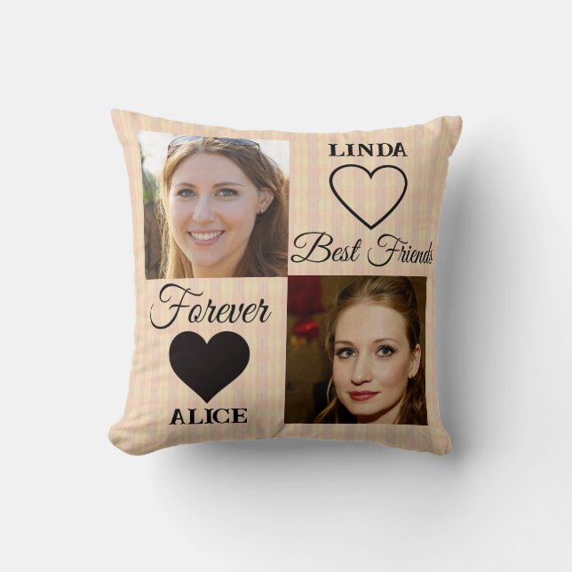 Bästa vänner för BFF Gift Peach Photo Collage Kudde (Framsida)