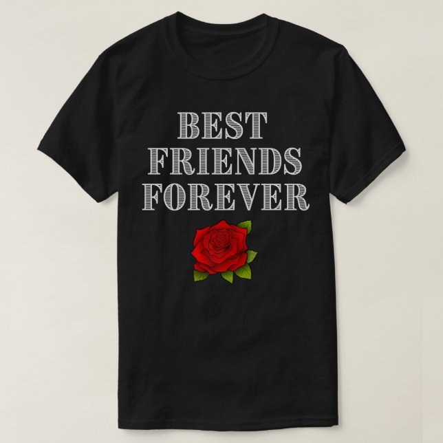 Bästa vänner för Bff Matching Vänner Röd ros T Shirt (Design framsida)