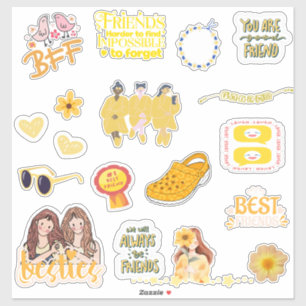 Bästa vänner för Cute Gult, BFF-stift för Besties Klistermärken