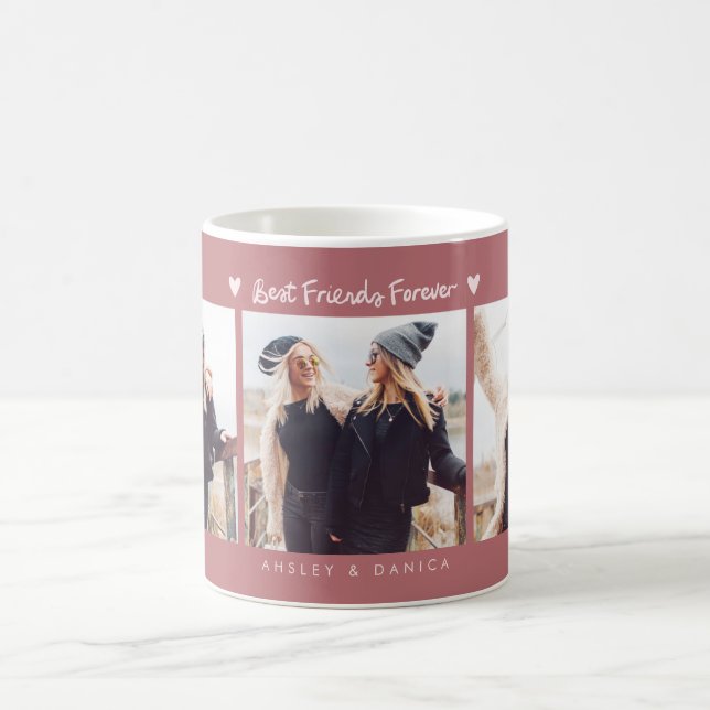 Bästa Vänner För Evigt Foto Flera Bilder Rosa Kaffemugg (Center)