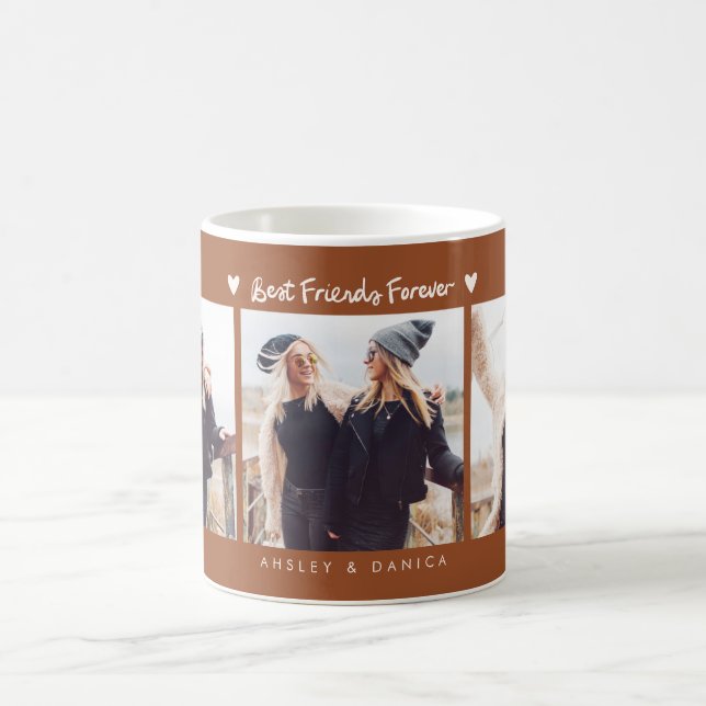 Bästa Vänner För Evigt Foto Flera Foto Terrakotta Kaffemugg (Center)