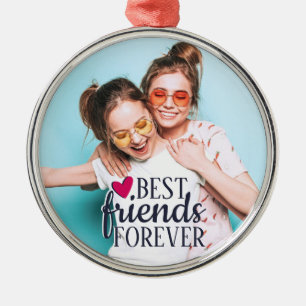 Bästa vänner för evigt moderna BFF-foto-trendiget Julgransprydnad Metall
