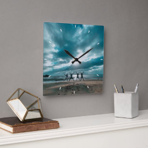 Bästa vänner för evigt moderna BFF-fotorg Fyrkantig Klocka