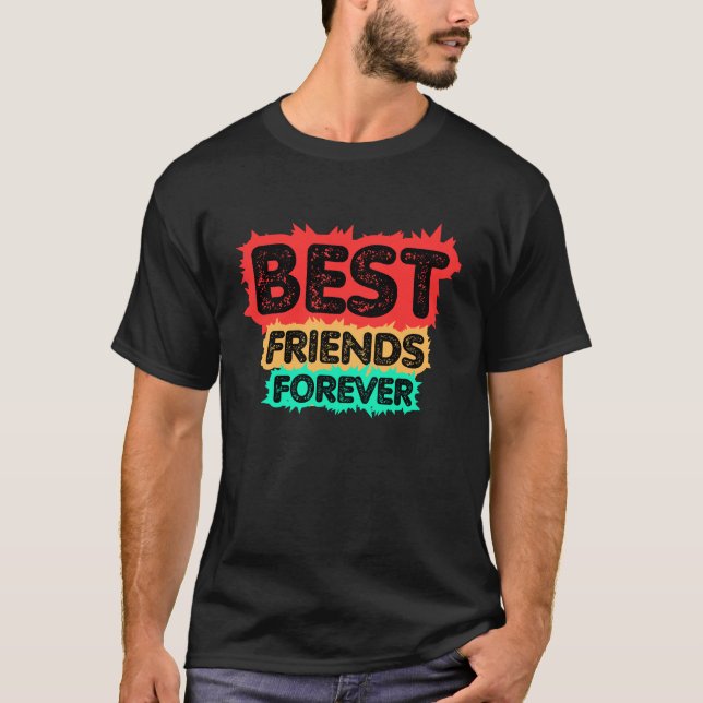 BÄSTA VÄNNER FÖR EVIGT RETRO VÄNNER, VÄNSKAP T SHIRT (Framsida)