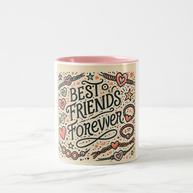 Bästa Vänner För Evigt Typografi Två-Tonad Mugg (Center)