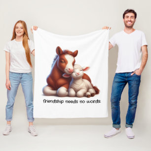 Bästa vänner för foal och lamm vid beröring fleecefilt