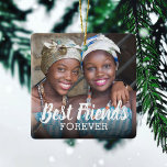 Bästa vänner för foto | Bestie Jul Julgransprydnad Keramik<br><div class="desc">Cute julgran är en personlig med ett foto av dig och din bestie och ord "Best Friends Forever".</div>