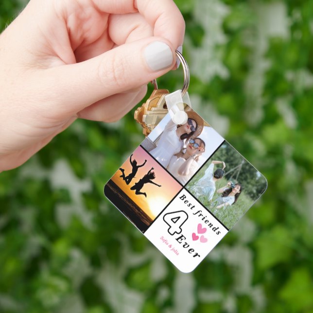 Bästa vänner för foto Collage - Anpassningsbar 5-f Nyckelring (Hand)