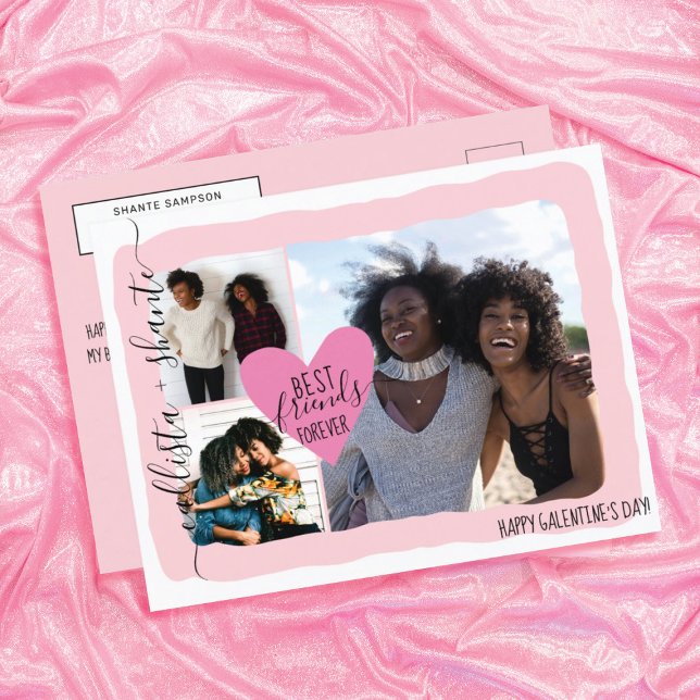 Bästa vänner för Foto Collage Galentine's Day Helg Vykort (Skapare uppladdad)